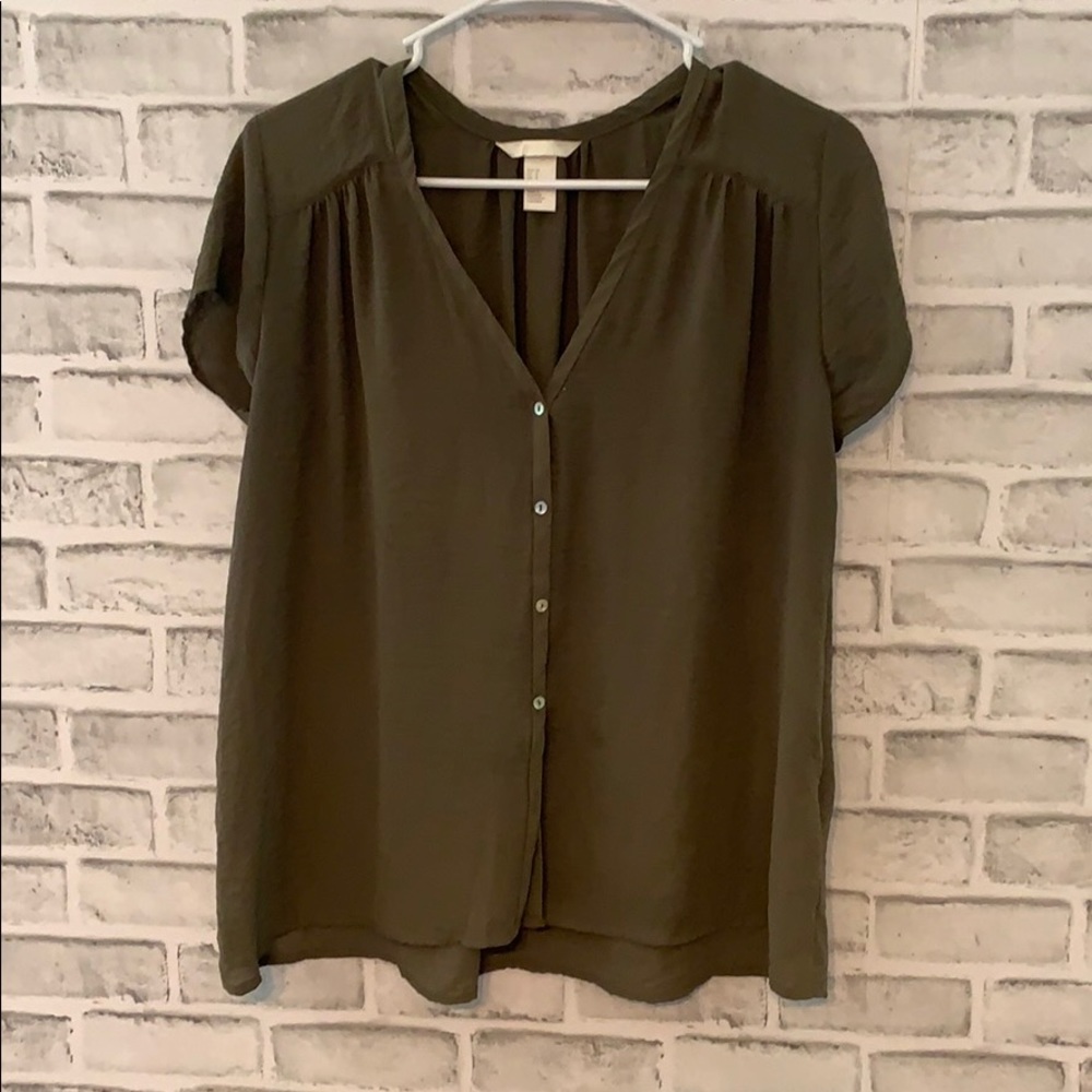 Dark olive green silky shirt